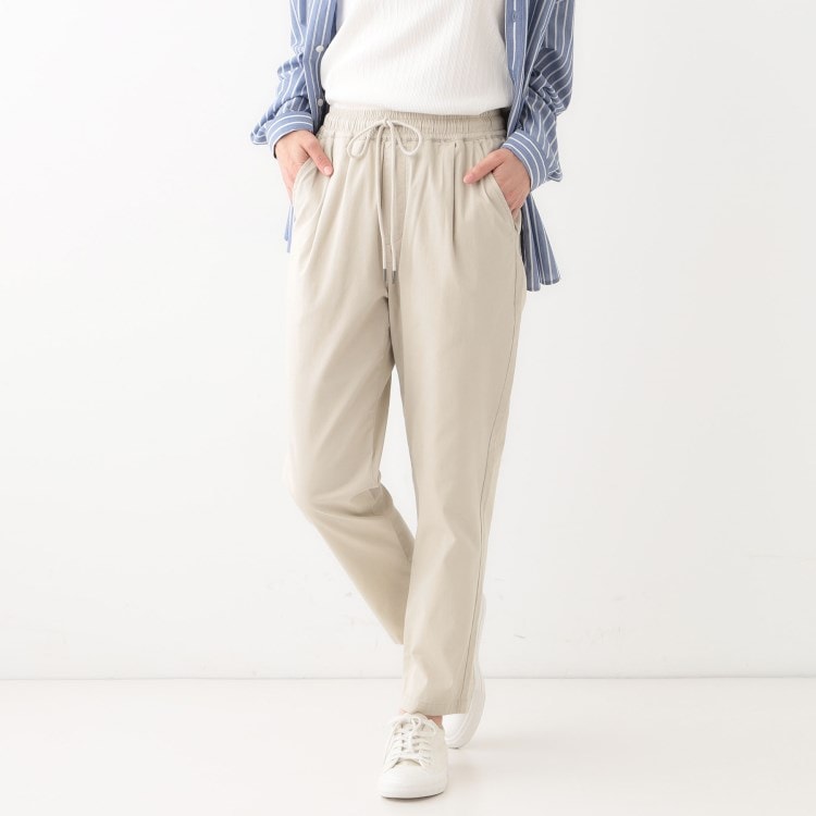 シューラルー(SHOO・LA・RUE)の【洗える/SS-3L/美脚シルエット】綿ストレッチイージーテーパードパンツ フルレングスパンツ