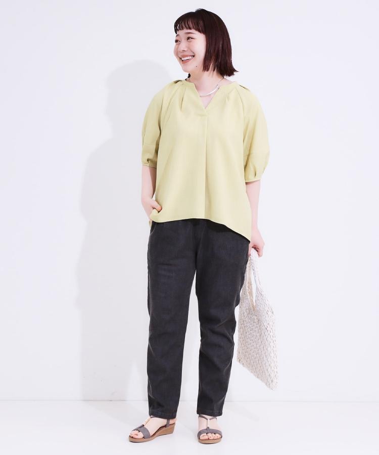 シューラルー(SHOO・LA・RUE)の【洗える/SS-3L/美脚シルエット】アクティブ派のデニム イージーテーパードパンツ38