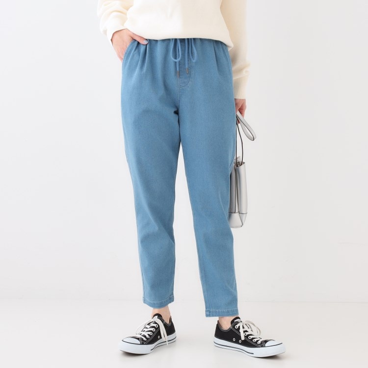シューラルー(SHOO・LA・RUE)の【洗える/SS-3L/美脚シルエット】アクティブ派のデニム イージーテーパードパンツ フルレングスパンツ
