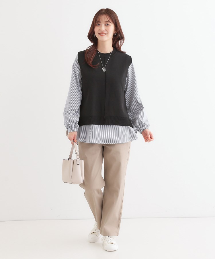 シューラルー(SHOO・LA・RUE)の【洗える/S-3L】ストレッチで楽な穿き心地 綿イージーストレートパンツ11