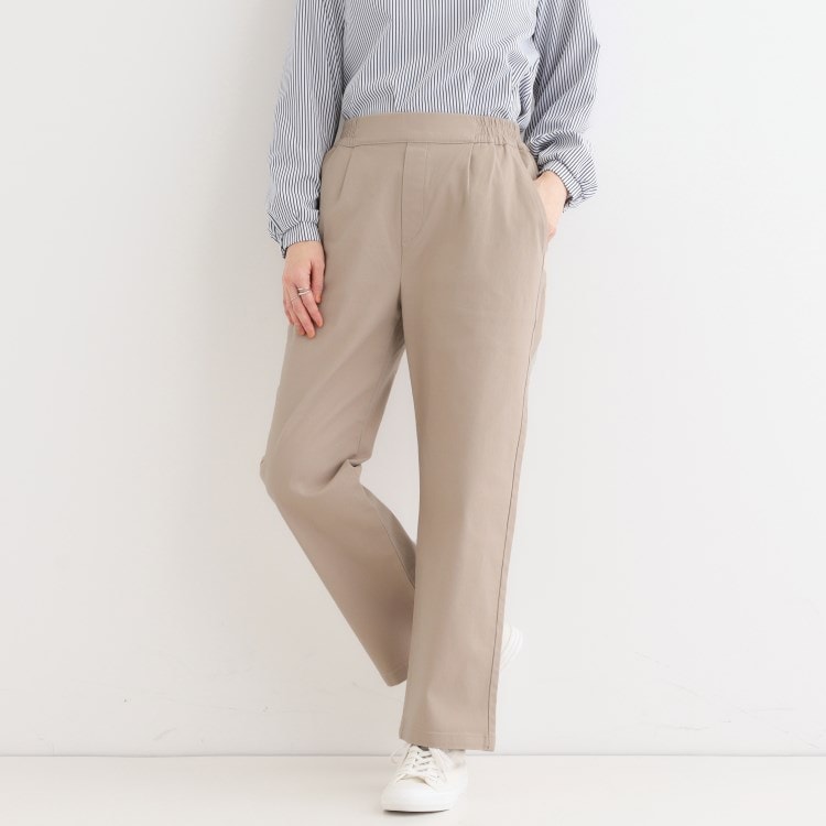 シューラルー(SHOO・LA・RUE)の【洗える/S-3L】ストレッチで楽な穿き心地 綿イージーストレートパンツ フルレングスパンツ