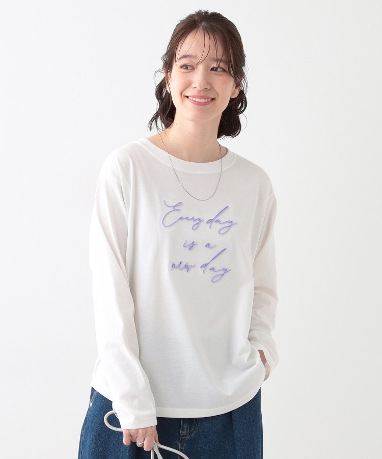 S-LL】ロゴの立体感が魅力 ブラシ刺繍ロンT(カットソー S-LL】ロゴの立体感が魅力 ブラシ刺繍ロンT(カットソー