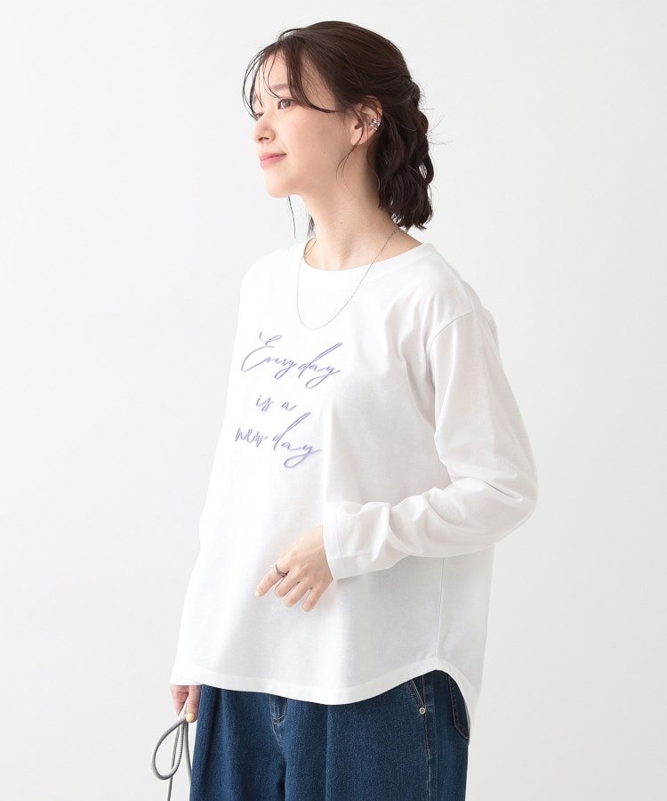 S-LL】ロゴの立体感が魅力 ブラシ刺繍ロンT(カットソー S-LL】ロゴの立体感が魅力 ブラシ刺繍ロンT(カットソー