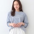 シューラルー(SHOO・LA・RUE)の【洗える/S-LL】一枚でもレイヤードでも グラフィック長袖Tシャツ ブルー(491)