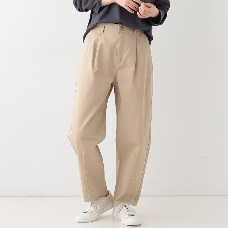 シューラルー(SHOO・LA・RUE)の【洗える/S-LL】脚のラインを拾いにくい 綿ツイルカーブパンツ フルレングスパンツ