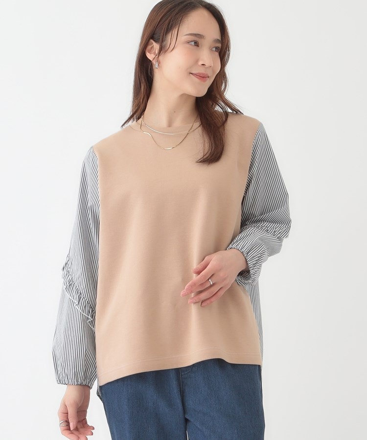 シューラルー(SHOO・LA・RUE)の【S-LL】一枚でサマ見え お袖フリル ストライプトップス5