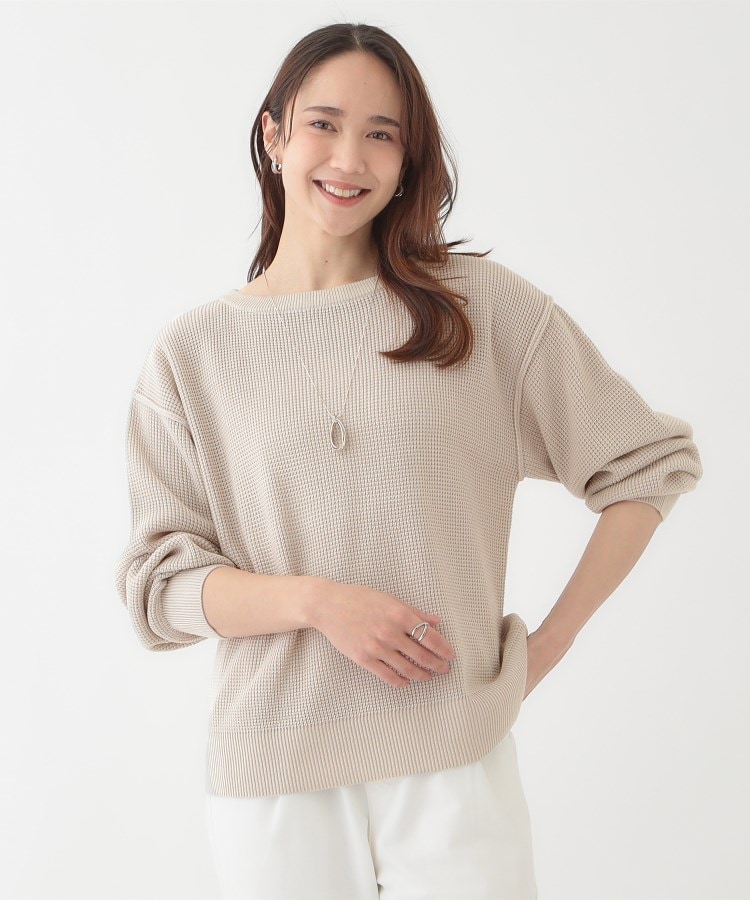 シューラルー(SHOO・LA・RUE)の【洗える/S-LL】ワッフル編みドロップショルダーニット5