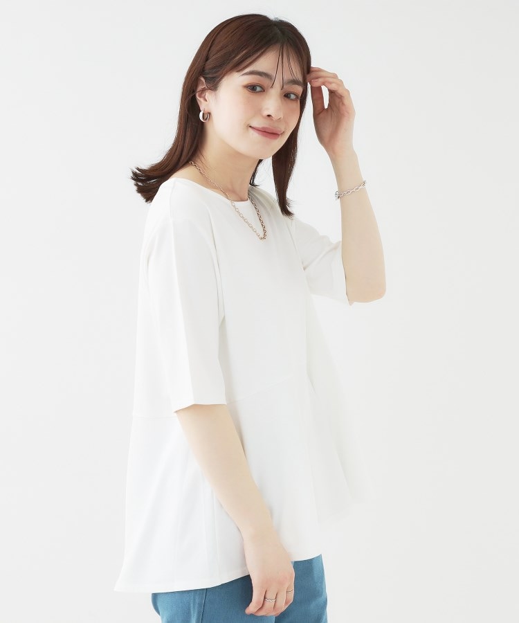 シューラルー(SHOO・LA・RUE)の【ひんやり/UV】インせず着られる とろみペプラム5分袖トップス10