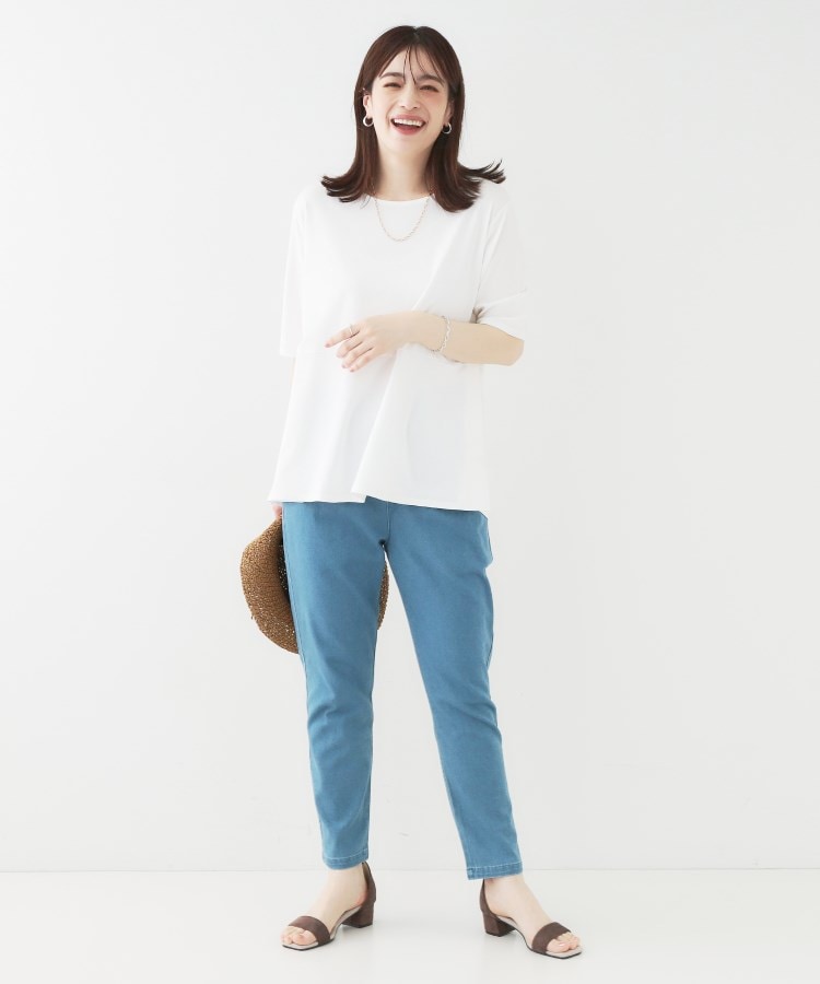 シューラルー(SHOO・LA・RUE)の【ひんやり/UV】インせず着られる とろみペプラム5分袖トップス11