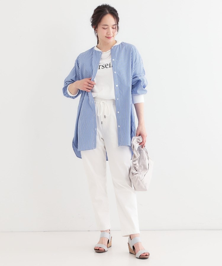 シューラルー(SHOO・LA・RUE)の【洗える/S-LL】リブでこなれ感 ゆるっと着られる ロングシャツ7