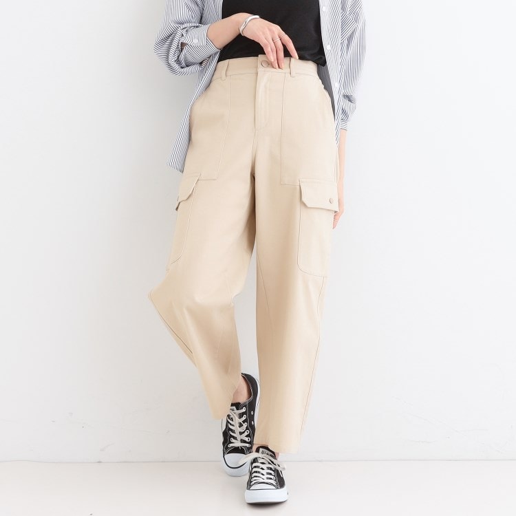 シューラルー(SHOO・LA・RUE)の【洗える/S-LL】らくらくストレッチ カーゴカーブパンツ 6～9分丈パンツ