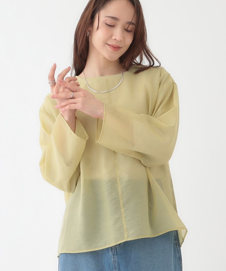 シューラルー(SHOO・LA・RUE)の【洗える/S-LL】着るだけでサマ見え オーガンジーレイヤードトップス イエロー(031)