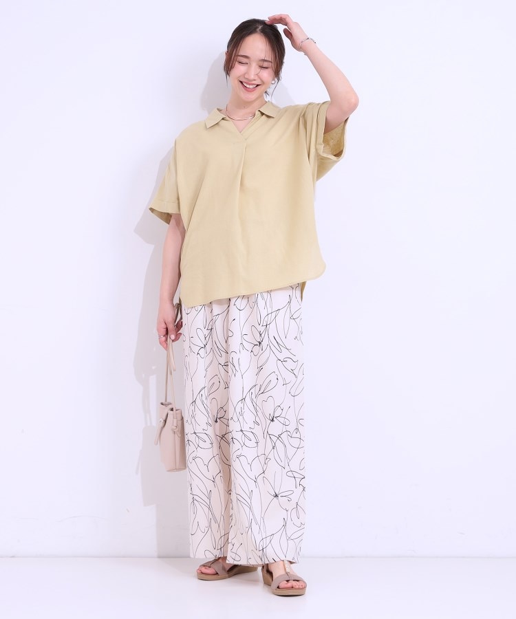 シューラルー(SHOO・LA・RUE)の【S-LL/UV/接触冷感/抗菌防臭】体型を自然にカバー フレンチリネンブレンド襟付ドルマンシャツ19