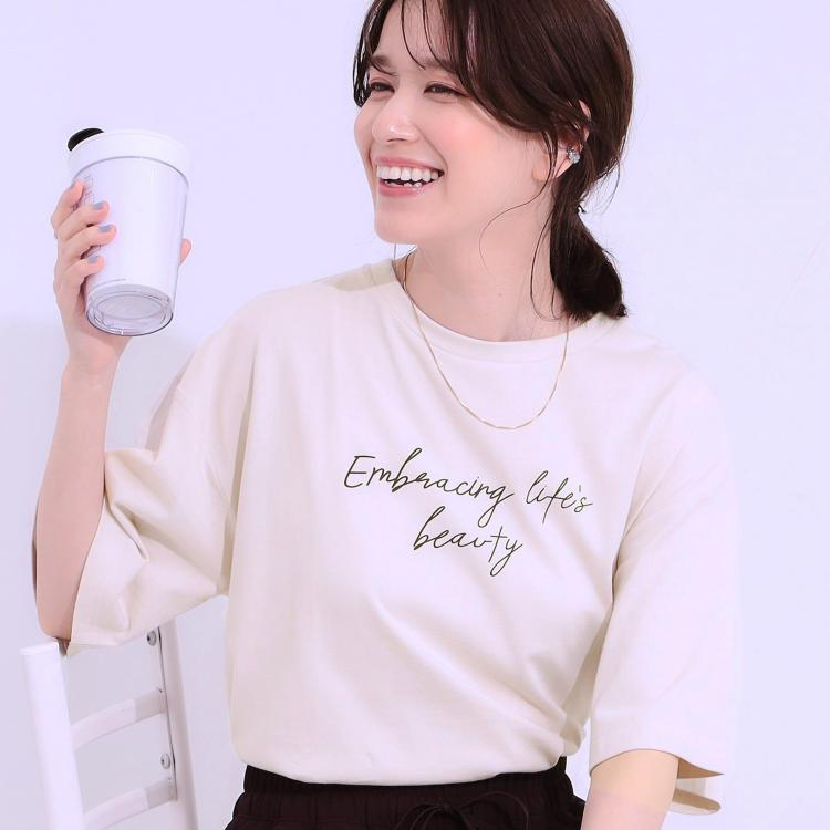 シューラルー(SHOO・LA・RUE)の【選べる4柄】コットンプリントロゴTシャツ Ｔシャツ