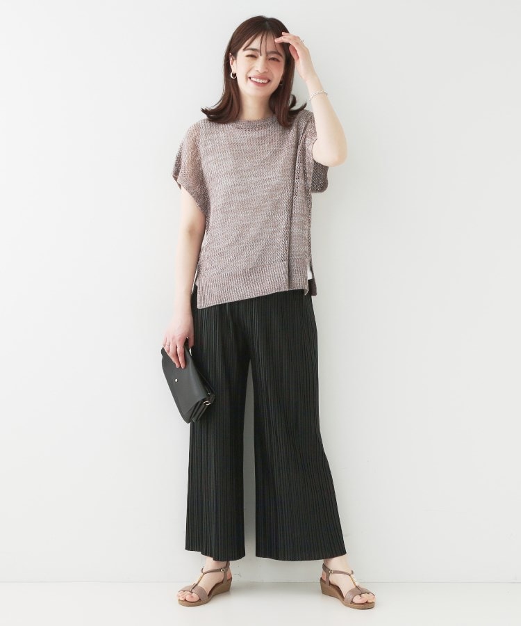 シューラルー(SHOO・LA・RUE)の【洗える/S-LL】楽してほっそり見え カットプリーツパンツ3