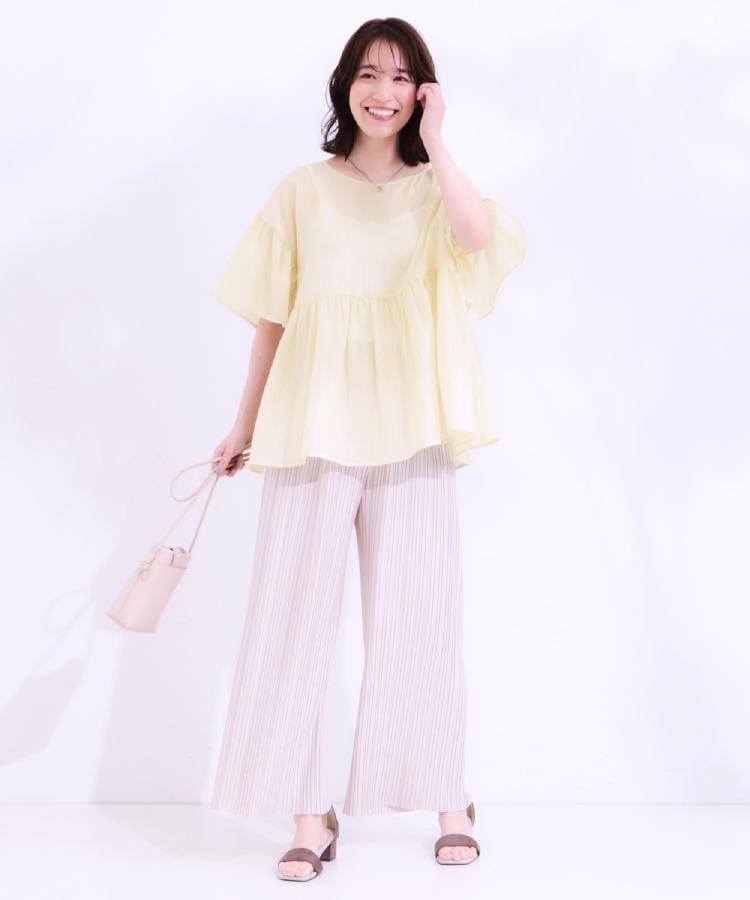 シューラルー(SHOO・LA・RUE)の【洗える/S-LL】楽してほっそり見え カットプリーツパンツ28