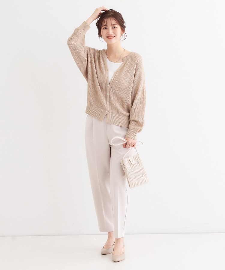 シューラルー(SHOO・LA・RUE)の【洗える】ざっくり編みが大人かわいい キーネックカーディガン7