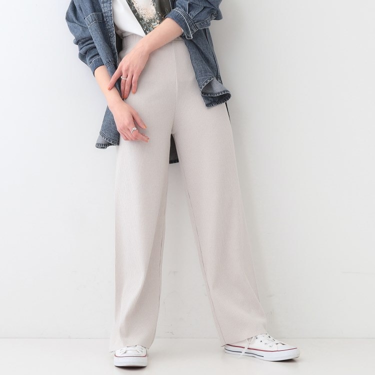 シューラルー(SHOO・LA・RUE)の【洗える/S-LL】やわらか楽ちん カットリブパンツ フルレングスパンツ
