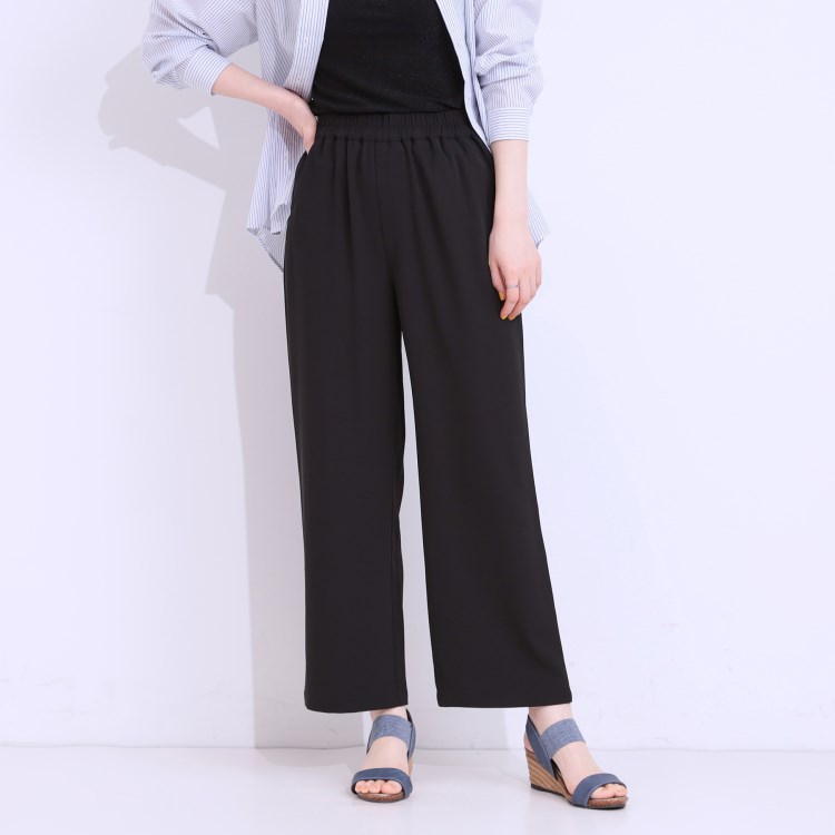 シューラルー(SHOO・LA・RUE)の【洗える/接触冷感/UV/SS-3L】さらさらぷるんワイドパンツ フルレングスパンツ