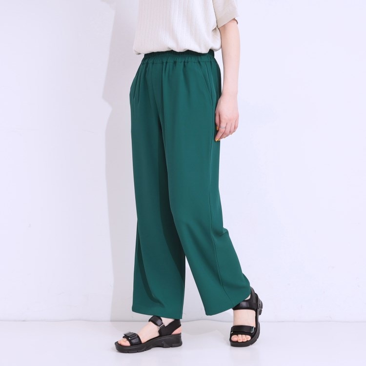 シューラルー(SHOO・LA・RUE)の【洗える/接触冷感/UV/SS-3L】さらさらぷるんワイドパンツ フルレングスパンツ