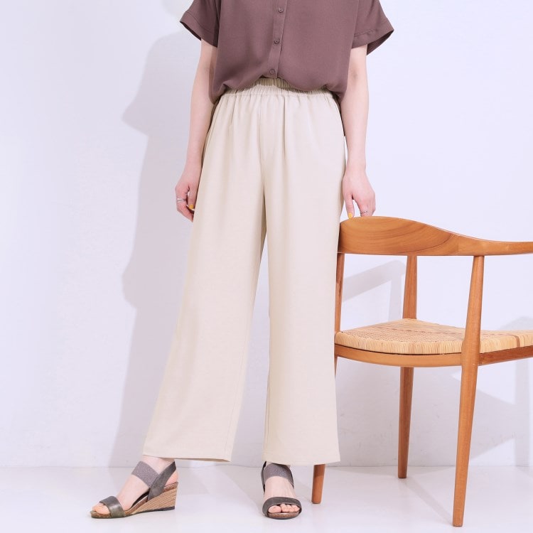 シューラルー(SHOO・LA・RUE)の【洗える/接触冷感/UV/SS-3L】さらさらぷるんワイドパンツ フルレングスパンツ