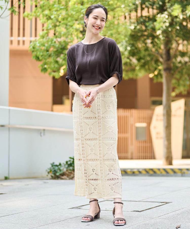シューラルー(SHOO・LA・RUE)のかぎ針風パッチワークが大人かわいいニットスカート19