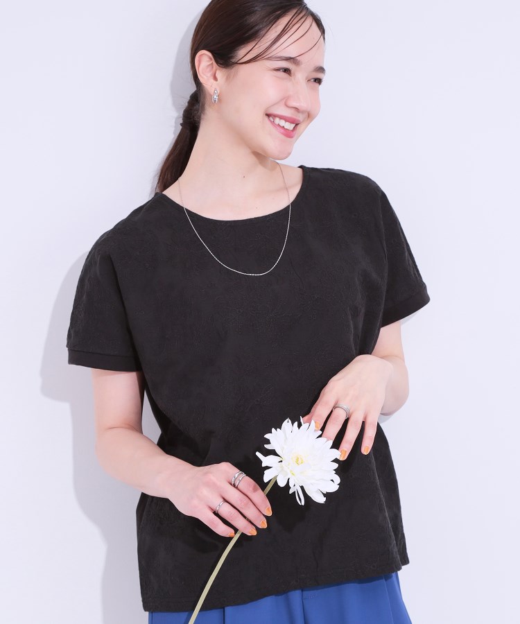 一枚でサマ見え フローラル刺繍トップス（カットソー） | SHOO