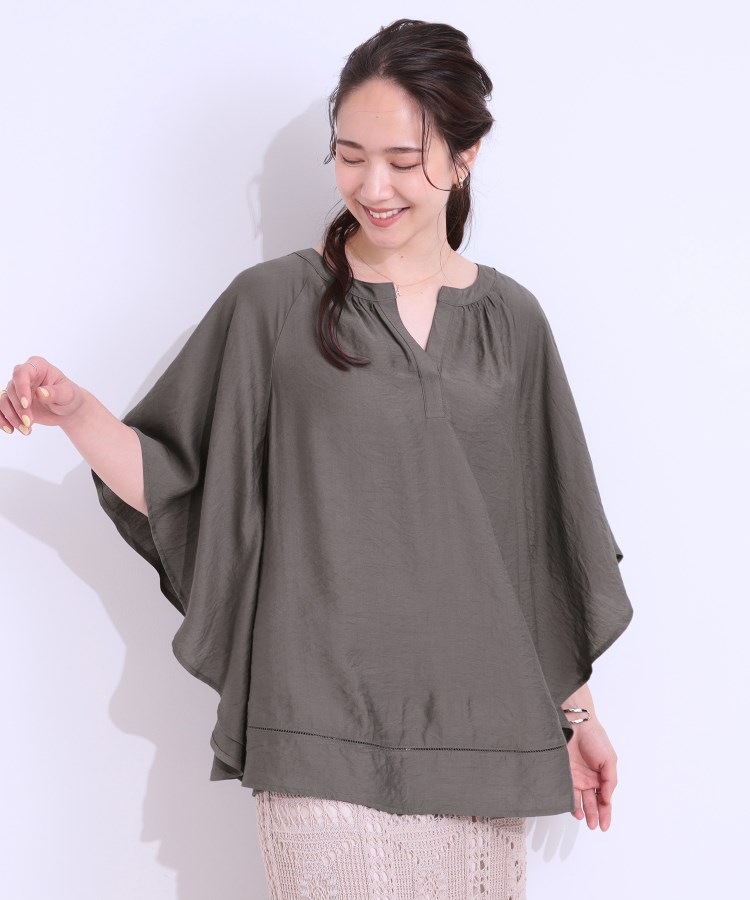 シューラルー(SHOO・LA・RUE)の【洗える/S-LL/接触冷感】涼しく体型カバー お袖フレア ドレープブラウス9