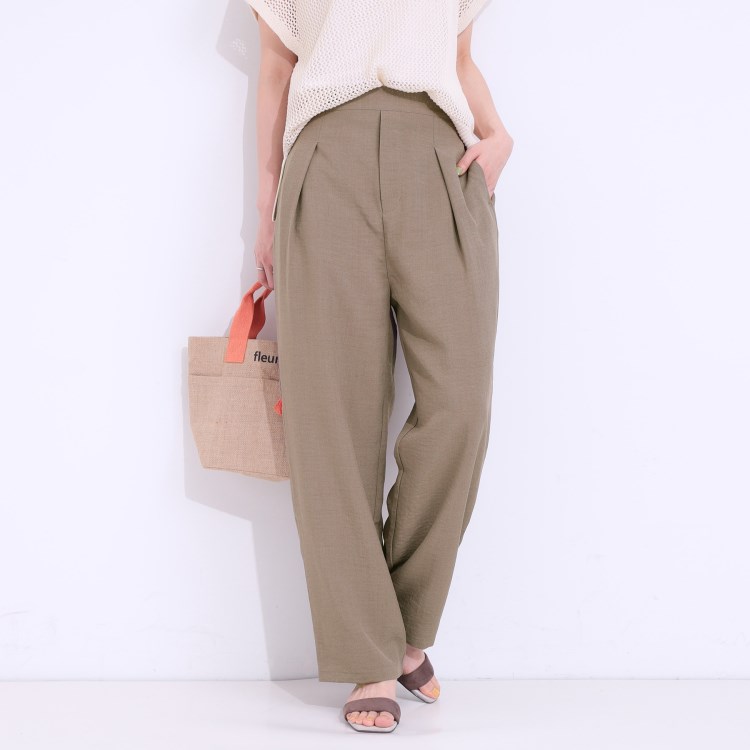 シューラルー(SHOO・LA・RUE)の【洗える/S-LL】麻調ビンテージストレート フルレングスパンツ