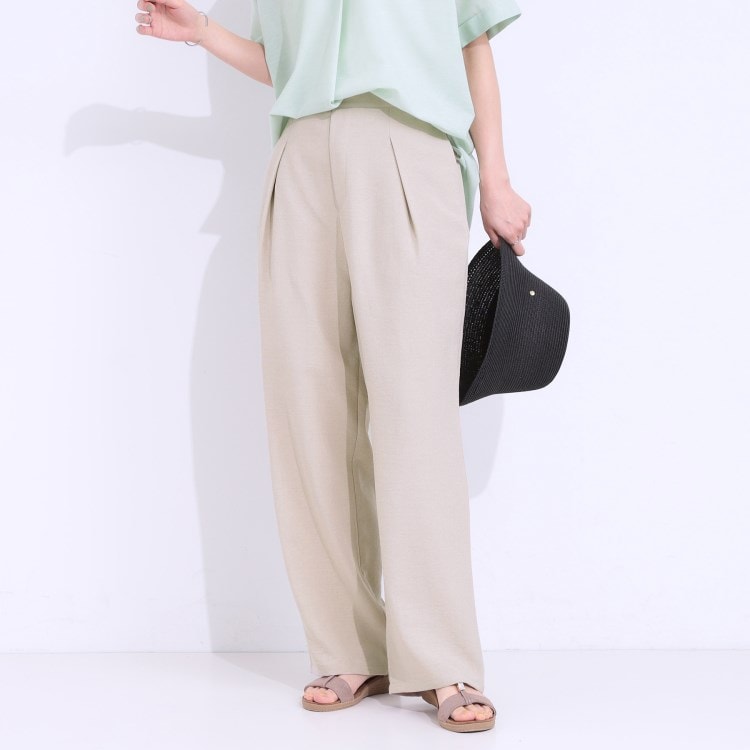 シューラルー(SHOO・LA・RUE)の【洗える/S-LL】麻調ビンテージストレート フルレングスパンツ