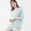 シューラルー(SHOO・LA・RUE)の【洗える/S-LL】表面感が魅力 インせず決まる 裾タック5分袖トップス ブルー(091)