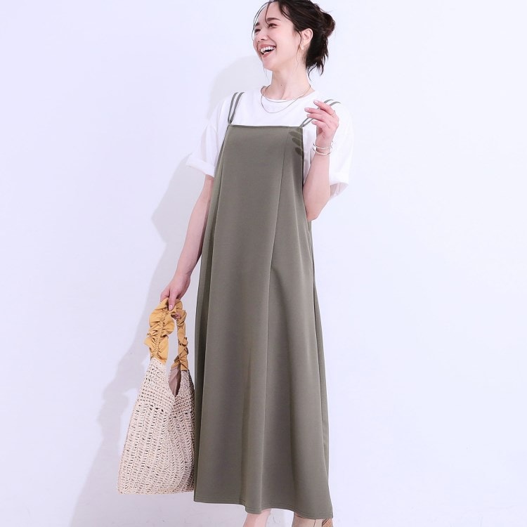 シューラルー(SHOO・LA・RUE)の肩ひも調節ができるフレアキャミドレス マキシ・ロングワンピース