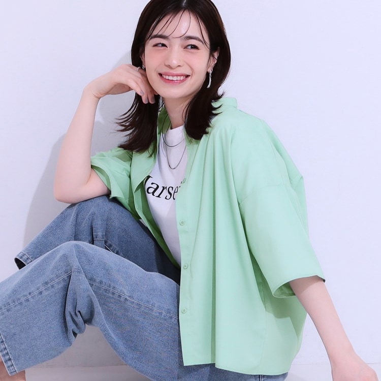シューラルー(SHOO・LA・RUE)の【洗える/5分袖】インせず着られるショートシャツ シャツ・ブラウス