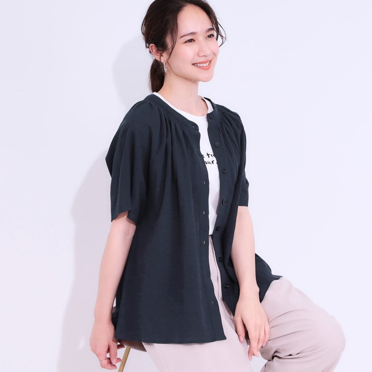 シューラルー(SHOO・LA・RUE)のゆったりシルエットで着心地よいコットンボイルブラウス シャツ・ブラウス