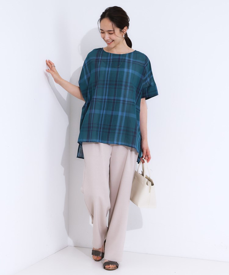 シューラルー(SHOO・LA・RUE)のポンチョシルエットで涼やか シアーチェックブラウス11