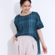 シューラルー(SHOO・LA・RUE)のポンチョシルエットで涼やか シアーチェックブラウス ブルーグリーン(297)