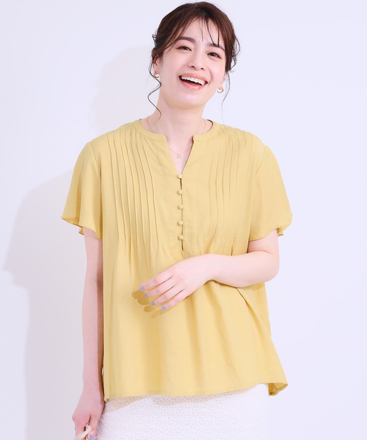 ふわりシルエットが涼しげ フロントボタンブラウス(シャツ ふわりシルエットが涼しげ フロントボタンブラウス(シャツ