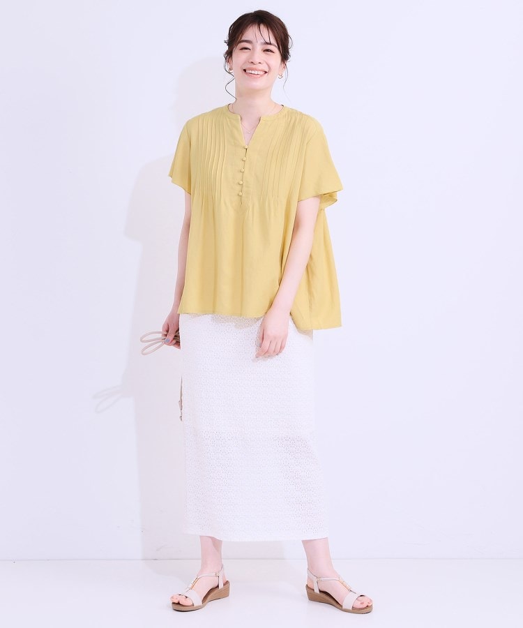シューラルー(SHOO・LA・RUE)の【洗える/S-LL】ふわりシルエットが涼しげ フロントボタンブラウス11