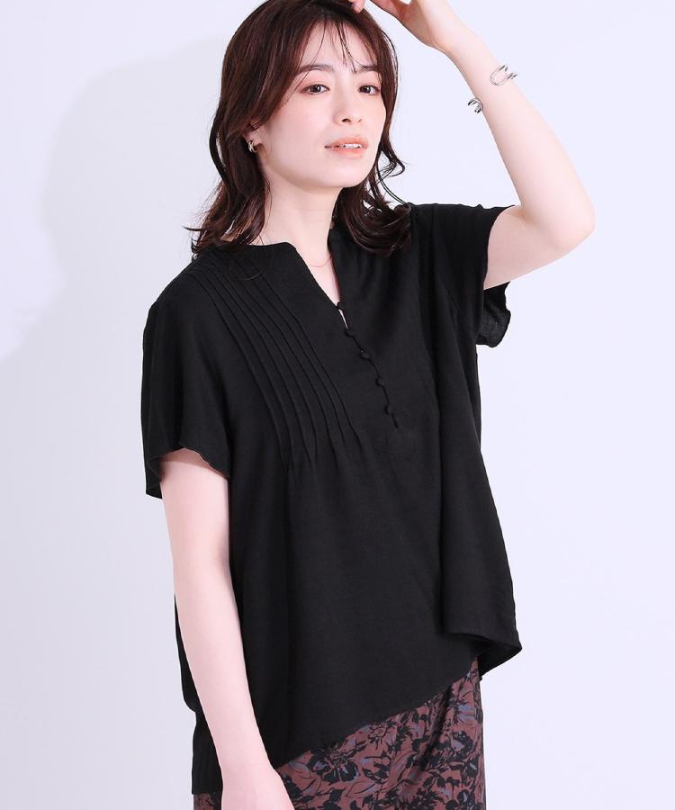 ふわりシルエットが涼しげ フロントボタンブラウス(シャツ ふわりシルエットが涼しげ フロントボタンブラウス(シャツ