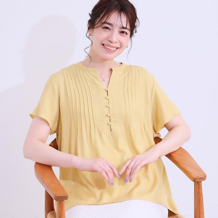 シューラルー(SHOO・LA・RUE)の【洗える/S-LL】ふわりシルエットが涼しげ フロントボタンブラウス シャツ・ブラウス