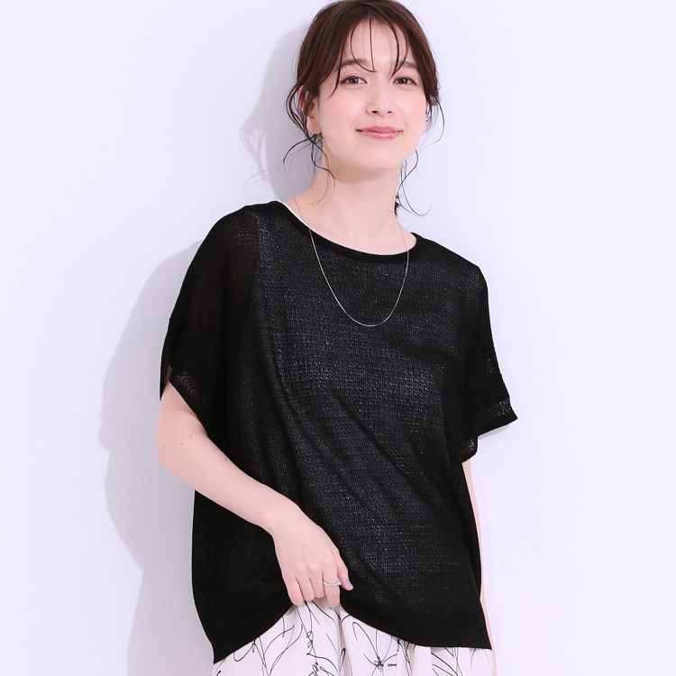 シューラルー(SHOO・LA・RUE)の涼やかに楽に決まる タンクトップつき編み柄ニットセット トップス＋インナーセット