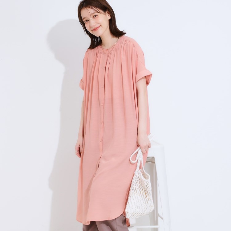 シューラルー(SHOO・LA・RUE)の【接触冷感/S-LL/洗える】前あきロングシャツ ミドルワンピース