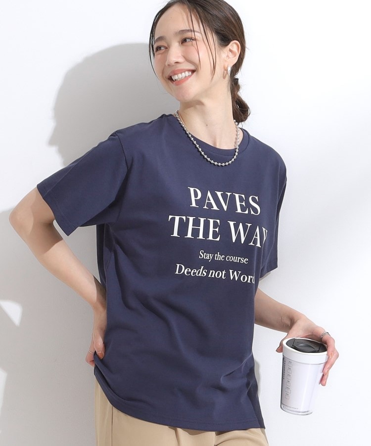 シューラルー(SHOO・LA・RUE)のひんやりプリントTシャツ ネイビー(094)