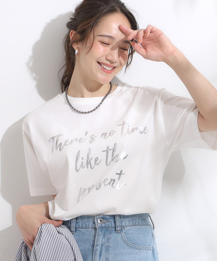 シューラルー(SHOO・LA・RUE)のひんやりプリントTシャツ ホワイト(201)