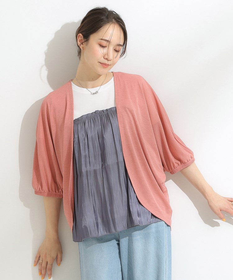 シューラルー(SHOO・LA・RUE)の【ひんやり/UV/さらさらタッチ】女性らしさ漂う 5分袖ボレロカーディガン13