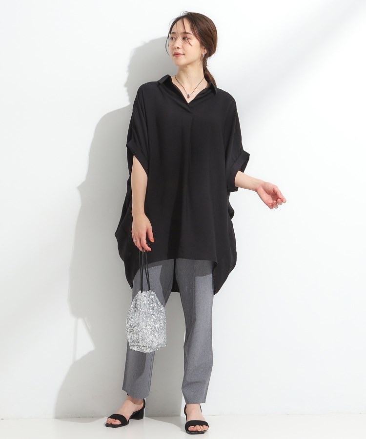 シューラルー(SHOO・LA・RUE)の【ひんやり】身体のラインをきれいに見せるコクーンシルエットワンピース7