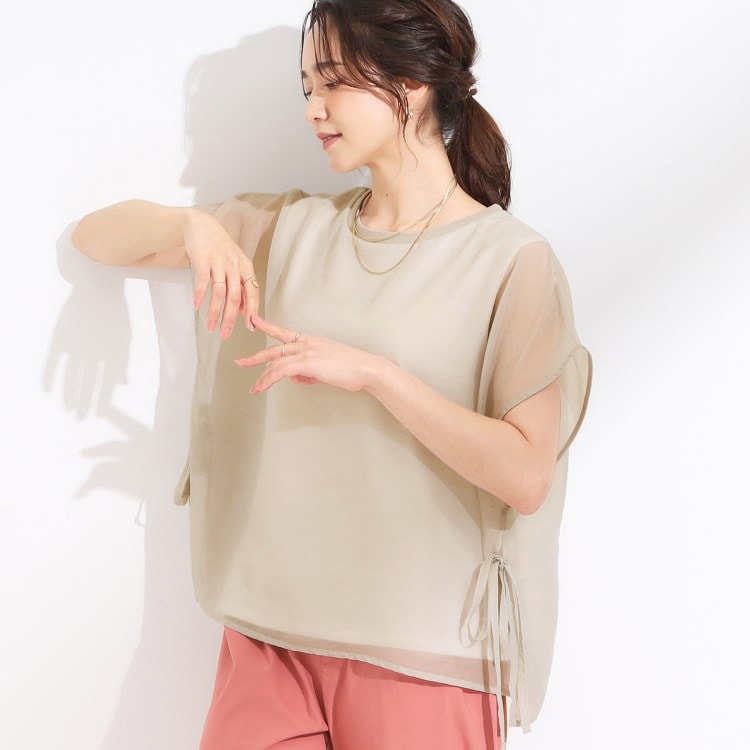 シューラルー(SHOO・LA・RUE)の【洗える/S-LL】上品なシアー感 レイヤード風トップス シャツ・ブラウス