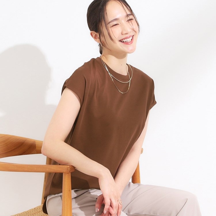 シューラルー(SHOO・LA・RUE)の【S-LL/汗ジミ軽減/ひんやり/UV】フレンチスリーブTシャツ カットソー