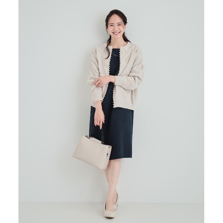 シューラルー(SHOO・LA・RUE)の【S-3L/通勤/セレモニー】ツイードサックワンピース ミドルワンピース
