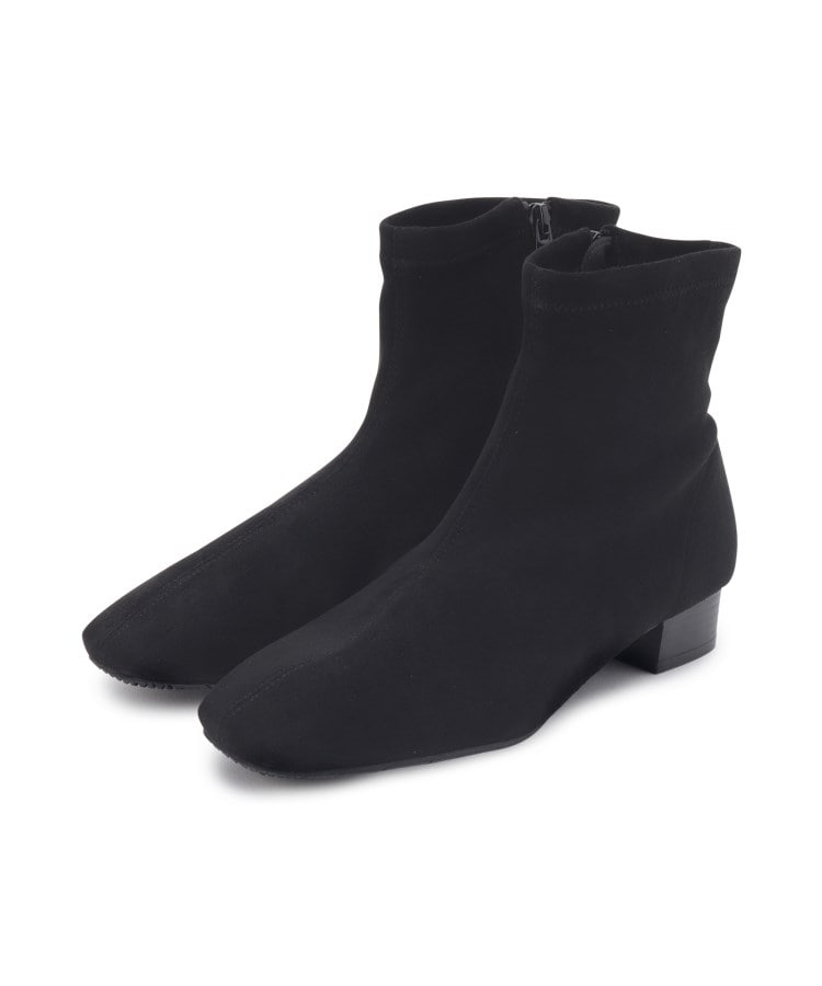 シューラルー(SHOO・LA・RUE)の【22.5cm～25.0cm】軽くて歩きやすい ローヒール ストレッチブーツ【SHOO WARM】 ブラック(019)